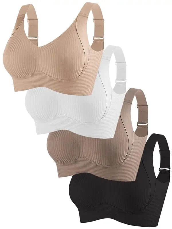 ⏰Women's Ribbed Push Up Adjustable Wireless Bra