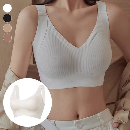 ⏰Women's Ribbed Push Up Adjustable Wireless Bra