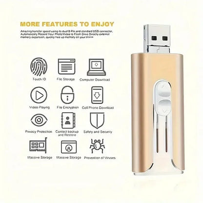 32~256GB Micro USB + 8 Pin + USB 3.0 4 in 1 Mobile Phone Computer U-Disk