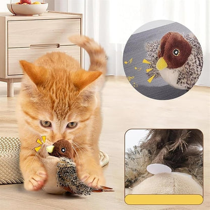 Flying Bird Cat Toy, Simulated Chirping Flapping Bird Cat Toy Wings, Rechargeable Interactive Flappy Bird, Realistic Cat Toys, Bird Catnip Toys for Indoor Cats