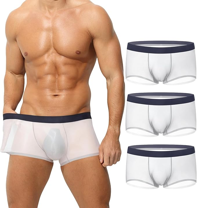 ✨Men's Ultra-Thin Ice Silk Transparent Boxer Briefs