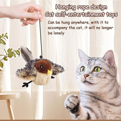 Flying Bird Cat Toy, Simulated Chirping Flapping Bird Cat Toy Wings, Rechargeable Interactive Flappy Bird, Realistic Cat Toys, Bird Catnip Toys for Indoor Cats