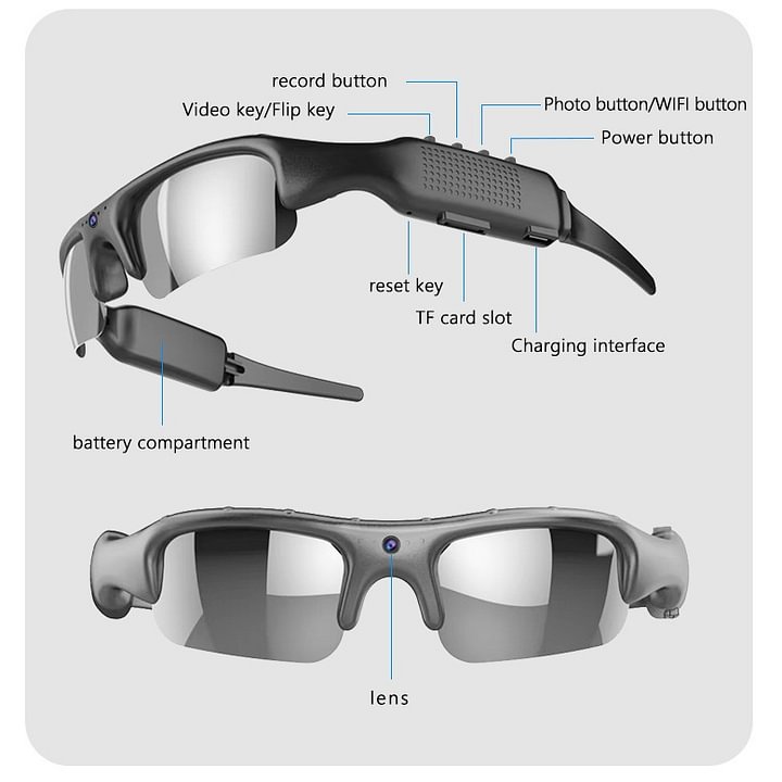 Camera Glasses Smart HD 1080P WiFi Sports Glasses with Camera Video🎥👓