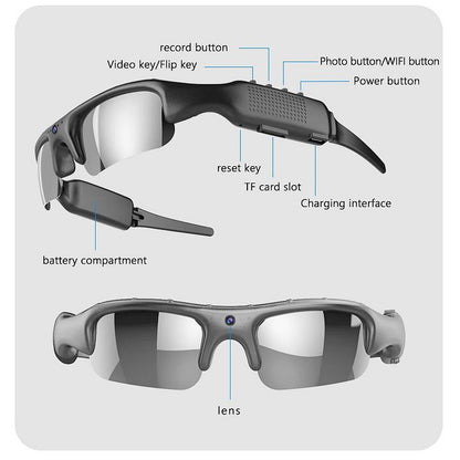 Camera Glasses Smart HD 1080P WiFi Sports Glasses with Camera Video🎥👓
