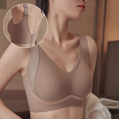 ⏰Women's Ribbed Push Up Adjustable Wireless Bra